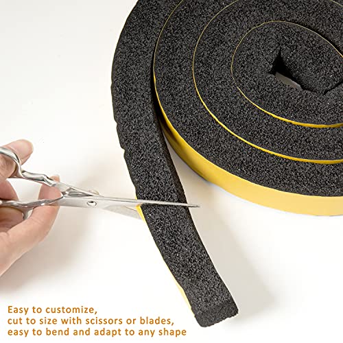 YoleShy Window Air Conditioner Foam Tape 2 Pcs 1 Inch Wide x 1 Inch Thick Weather Stripping Door Seal Strip for Insulation, Weatherstrip, Gap Blocker,Total 13 Feet Long(6.5ft x 2 Rolls) - style: 1in x 1in x 13FT/Black