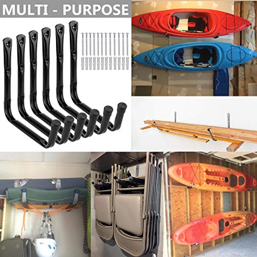 Heavy Duty Garage Storage Hooks, Wall Mounted Utility Hanging Rack for Surfboard, Ladder, Bike, Folded Chairs - size: 9.5Inch x 13Inch