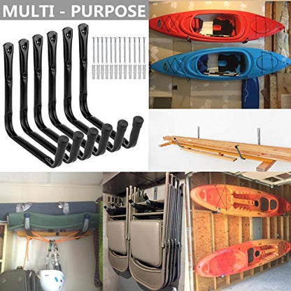 Heavy Duty Garage Storage Hooks, Wall Mounted Utility Hanging Rack for Surfboard, Ladder, Bike, Folded Chairs - size: 9.5Inch x 13Inch