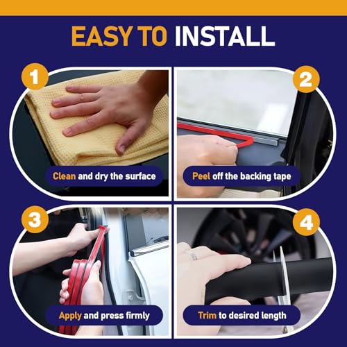 13.1FT Weather Stripping Door Seal, D Shaped Rubber Seal Strip, 1" Self Adhesive Rubber Weather Stripping, EPDM Foam Gasket for Automotive, Garage Door, Window, RV, Boat Use