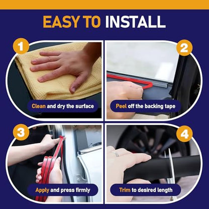 13.1FT Weather Stripping Door Seal, D Shaped Rubber Seal Strip, 1" Self Adhesive Rubber Weather Stripping, EPDM Foam Gasket for Automotive, Garage Door, Window, RV, Boat Use