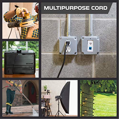 Iron Forge Cable 14 Gauge Outdoor Extension Cord 10 Ft, SJTOW 14/3 Heavy Duty Black Extension Cord 3 Prong, Oil Resistant & Flame Retardant - size: 10 Foot