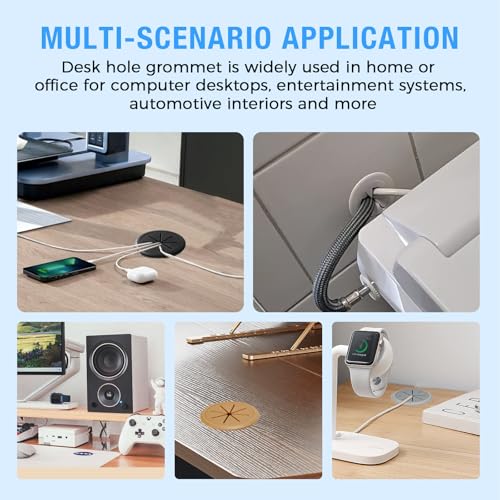 Desk Grommet 2-1/16" (53 mm), Desk Hole Cover for Cables Coffee, Cable Grommet ABS Plastic, Desk Hole Grommet for Office and Home Table Cable, Detachable & Flexible Cable Cord Organizer-4 Pcs - size: 2-1/16"(53 mm)-4Pcs, style: Coffee
