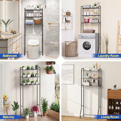 samstar 3 Tier Over The Toilet Storage Rack, Bathroom Organizer Shelves Cabinet Above Toilet, Freestanding Shelf Space Saver, Black - color: 3 Tier Black