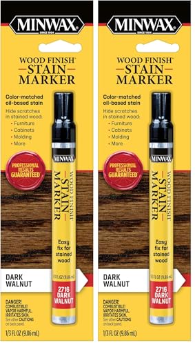 Minwax 63487000 Wood Finish Stain Marker, Dark Walnut (Pack of 2) - color: Dark Walnut, size: Pack of 2 (1/3 Oz Each)