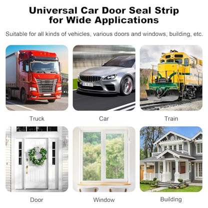Kikerike Car Weather Stripping Self Adhesive 53Ft Double Layer 5-Hole Universal Automotive Soundproofing Weatherstrip Car Door Rubber Seal Strips for Car RV Truck Doors Window - size: 53Ft