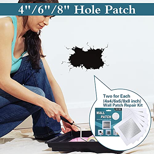 4" 6" 8" (Two of Each) Wall Repair Patch, Plasterboard Patch, Safe Mend Plaster Repair Kit, Safemend Drywall Repair Adhesive, Filler for Walls Ceiling Hole, Self Adhesive Aluminum Mesh Wall Repair - size: 4"/6"/8"-two of Each