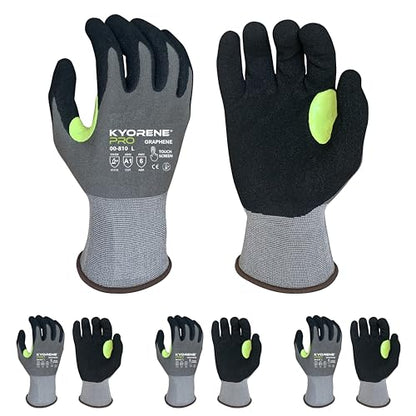 Armor Guys 00-810 Kyorene Pro Graphene Black Nitrile Work Gloves (ANSI Cut Level A1) – Touchscreen Compatible, Ergonomic, Light Gloves for Gardening, Warehousing & Maintenance – X-Large (3 pairs) - size: X-Large (Pack of 3)