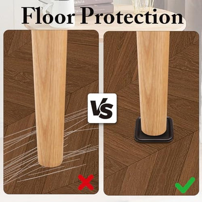24Pcs Square Metal Felt Furniture Caster Cups, 1-3/4Inch Carpet-Bottom Furniture Sliders Non-Slip Wheel Savers, Floor Protectors Pads for Hardwood, Tile & Laminate Floors - size: 1-3/4"