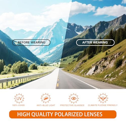 suoso Polarized Sports Sunglasses for Men: UV400 Protection Glasses Wrap Around Goggles for Driving Fishing - color: A2-blue