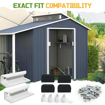DK100-A Shed Door Tune-Up Kit for Arrow Sliding Shed Doors, Complete Replacement Parts for Metal Shed Door Glides Kit-White