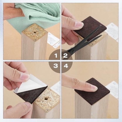 12Pcs Square Felt Furniture Pads 2 inch x 2 inch Self-Adhesive Table Leg Floor Protectors Cuttable Anti Scratch Furniture Pads for Hardwood Floors (Brown)