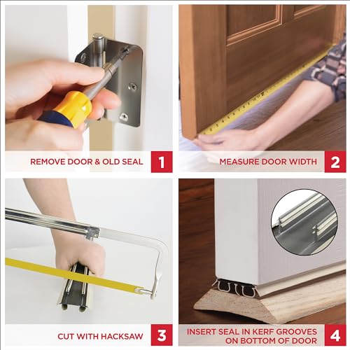 M-D Building Products 43820 Vinyl Concealed Kerf/Channel Fit Under Door Seal, Easy-to-Install Draft Stopper, Energy-Saving Door Insulation, Noise Reduction, Ideal for Home (36 Inch, Beige)