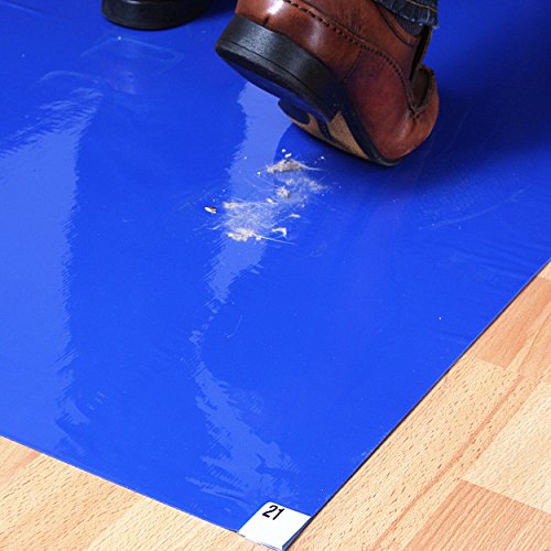 Sticky Mats/Cleanroom Tacky Mats, 18" x 36", Blue (Pack of 2, 30 Sheets per Pad) - color: Blue, size: 18" x 36"