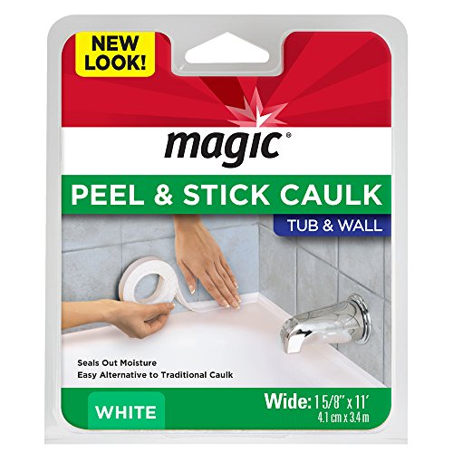Magic Tub and Wall Peel and Caulk Strip - Create a Tight Seal Between the Bathtub and Wall to Keep Moisture Out - 1-5/8 Inch by 11 Feet - White - size: 1 Count (Pack of 1)
