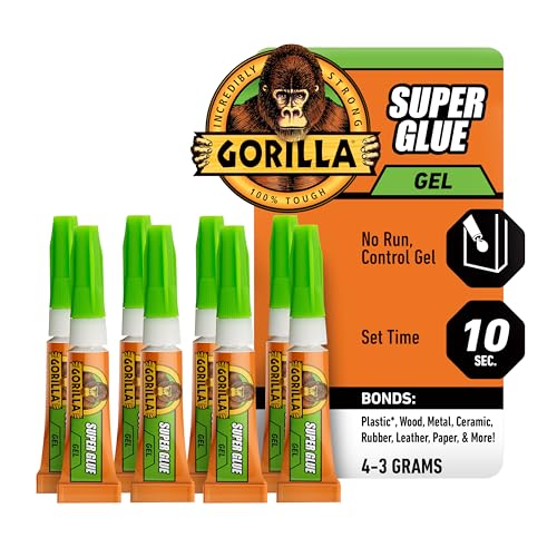 Gorilla Super Glue Gel, Clear Glue, Four 3 Gram Tubes (Pack of 2) - All Purpose and Fast Setting for Projects and Repairs - size: Pack of 2, style: Gel