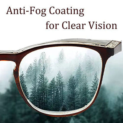 Safety Glasses for Men Women, Anti Fog Safety Goggles Comfortable Blue Light Blocking UV Protective Adult Nurse - color: Square Black Grey Brown 3pack
