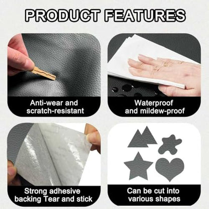 Leather Repair Tape,3.9 x 63 Inches Self Adhesive Leather Repair Patch,Vinyl Leather Repair Kit for Furniture,Couches,Car Seats,Sofas,Office Chairs,Dark Gray - color: Dark Gray, size: 3.9*63inch