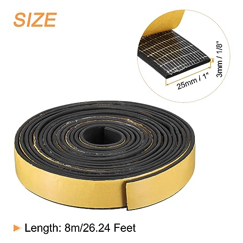 uxcell Weather Stripping 1" W x 1/8" T x 26ft L Adhesive Door Window Seal Strip Foam Seal Tape for Doors Window Insulation - size: 1"W x 1/8"T x 26ft L