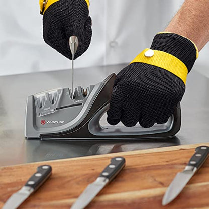 Schwer ANSI A9 Cut Resistant Glove, Food Grade Stainless Steel Wire Mesh Gloves, Cutting Gloves for kitchen Mandoline Slicing Butcher Meat Cutting Oyster Shucking Fish Fillet, Non-PFAS（M, 1 PCS） - size: Medium (Pack of 1), style: 3.0 Black Steel Wire+hppe