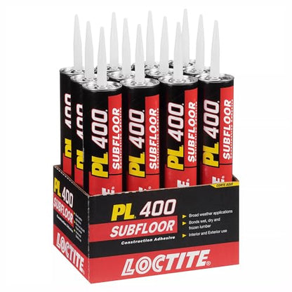 Loctite PL 400 Subfloor Heavy Duty Adhesive, 28 fl oz, 12, Cartridge - size: 12 Pack/28 Ounce