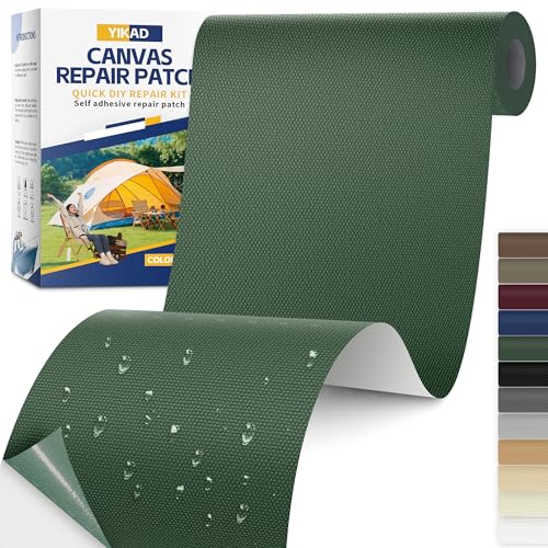 Fabric Repair Tape, Self Adhesive Canvas Repair Patch, Waterproof Outdoor Canvas Tape/Patch Kit for Sun Shades Clothing Tent Awnings Boat Cover Couches Army Green 4x71 inch - color: Army Green, size: 4" x 71"