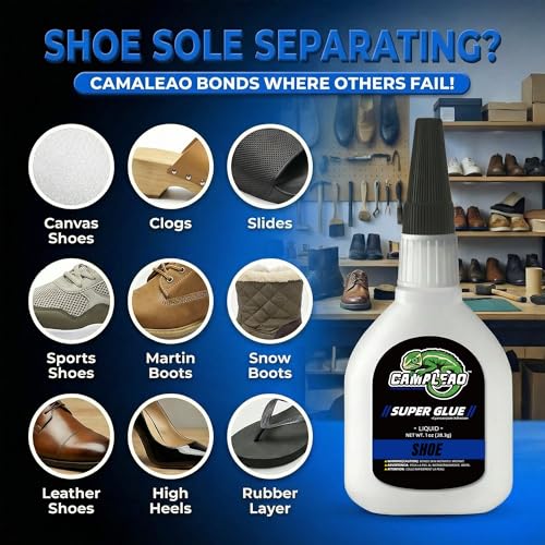 Shoe Super CA Glue 1oz +1g Kit, Flexible Clear Glue for Soles Boot Sneakers, Quick Dry Waterproof Instant Cyanoacrylate Adhesive for Leather, Rubber, Handbags, Fast Bonding - size: 1 Oz., style: Shoe Glue