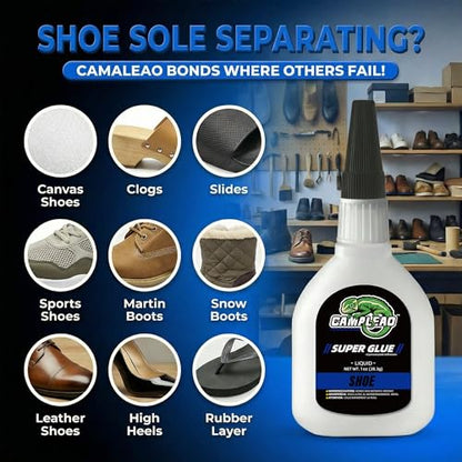Shoe Super CA Glue 1oz +1g Kit, Flexible Clear Glue for Soles Boot Sneakers, Quick Dry Waterproof Instant Cyanoacrylate Adhesive for Leather, Rubber, Handbags, Fast Bonding - size: 1 Oz., style: Shoe Glue
