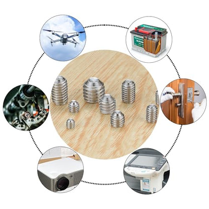 240 Pcs Set Screws Assortment Kit (M3, M4, M5, M6, M8) with Allen Keys–Durable Metric Cup Point 304 Stainless Steel for Bathroom Fixtures, Light Fixture Screws,Door Knobs, Faucets, Plumbing, and More - size: 12Size（240pcs Stainless Steel）