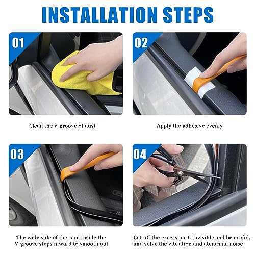 Car Door and Window Rubber Seal Strip - Universal Self-Adhesive Weather Stripping for Auto (13.2FT/4M, V-Type)