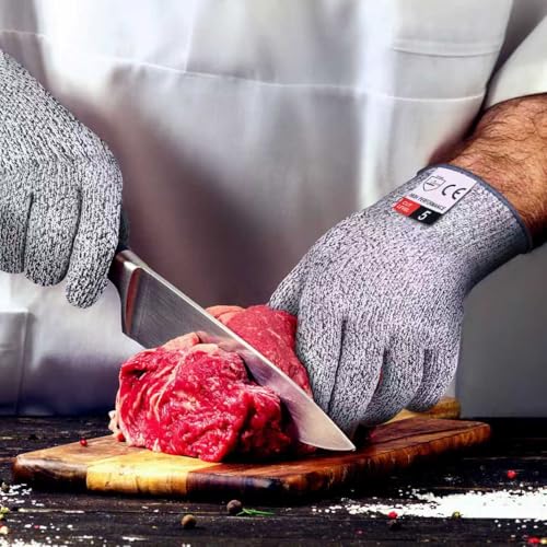 THOMEN 4 PCS (M+L) Cut Resistant Gloves Level 5 Protection for Kitchen, Upgrade Safety Anti Cutting Gloves for Meat Cutting - size: X-Large, style: Original-2 Pairs