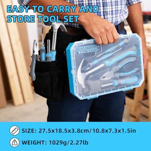 25 Piece General Household Tool Set with Plastic Storage Toolbox, tool box for Home, Garage, Office