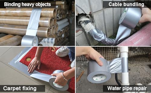 BOMEI PACK Silver Sticky Duct Tape Heavy Duty Strong Industrial Color Duct Tape 3.6inch x 72yds for Packing and Repairing 1 Pack - color: Silver