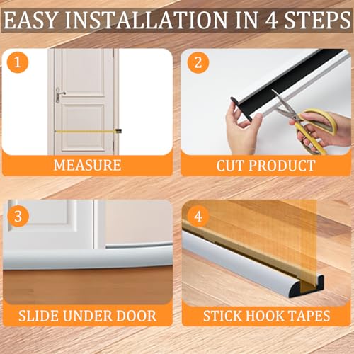 2 Pack Door Draft Stopper 36" Adjustable Under Door Draft Stopper Soundproofing 30 Inch to 36 Inch Noise Blocker Seal Large Gap up to 1.2", Easy to Install White - color: White