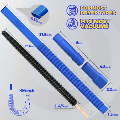 Holikme 2 Pieces Dryer Vent Cleaner Kit, Dryer Lint Vacuum Attachment and Flexible Dryer Lint Brush, Dryer Vent Vacuum Hose Attachment,Dark Blue - color: Dark Blue