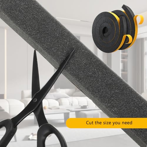 SHENLIU 2 Rolls Foam Weather Stripping with Adhesive, 1.5 Inch x 1.5 Inch High Density Seal Strip Adhesive Closed Cell Weather Strip Total 16 Feet Long for Uneven Gaps Doors Windows