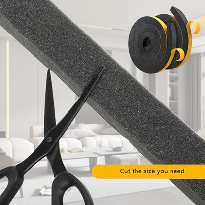SHENLIU 2 Rolls Foam Weather Stripping with Adhesive, 1.5 Inch x 1.5 Inch High Density Seal Strip Adhesive Closed Cell Weather Strip Total 16 Feet Long for Uneven Gaps Doors Windows