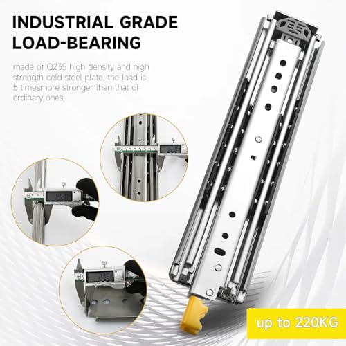 Drawer Slides Heavy Duty Locking 24 Inch, Ball Bearing Rails Track, Full Extension Ball Bearing Runners with Lock, 3" Width Up to 300 lbs Load Capacity,1 Pair - size: 24 Inch, style: With lock(W:76mm)