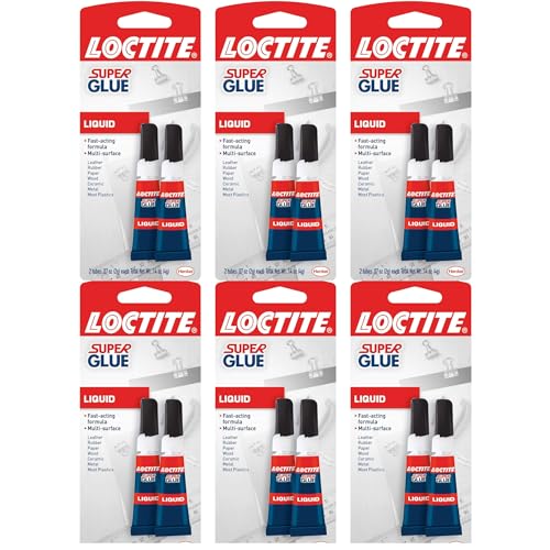 Loctite Super Glue Liquid, Clear, 0.14 fl oz Tube, 6 Pack - Superglue for Plastic, Wood, Metal, Crafts & Repair, Cyanoacrylate Adhesive Instant Glue, Quick Dry - size: Set of 2,( Pack of 6)