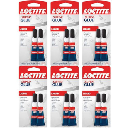 Loctite Super Glue Liquid, Clear, 0.14 fl oz Tube, 6 Pack - Superglue for Plastic, Wood, Metal, Crafts & Repair, Cyanoacrylate Adhesive Instant Glue, Quick Dry - size: Set of 2,( Pack of 6)