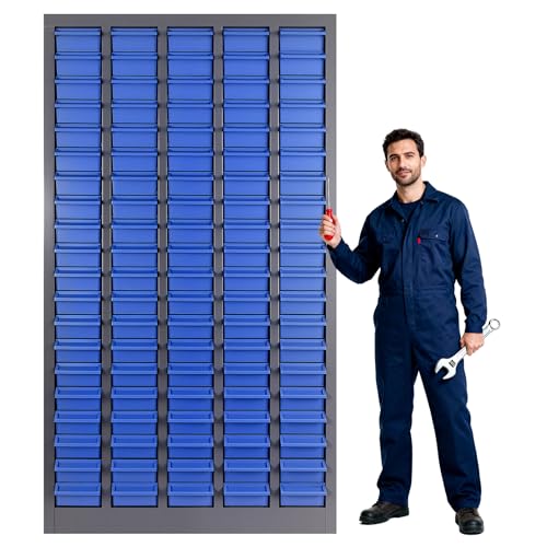 Large Parts Cabinet : 100-Drawer Nut and Bolt Organizer with ABS Drawers, Adjustable Dividers, Labels, 920-Pound Capacity for Hardware Storage (26x9x46In) (100-Drawer) - size: 100-Drawer