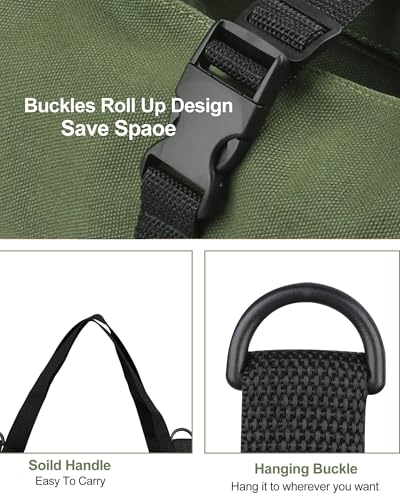 Tool Roll Up Pouch - 16oz Canvas Multi-Purpose Wrench Roll Up Bag, Organizer with 5 Zipper Tool Pockets, Hanging Carrier (Green) - color: Green, size: 5 Zipper Pockets