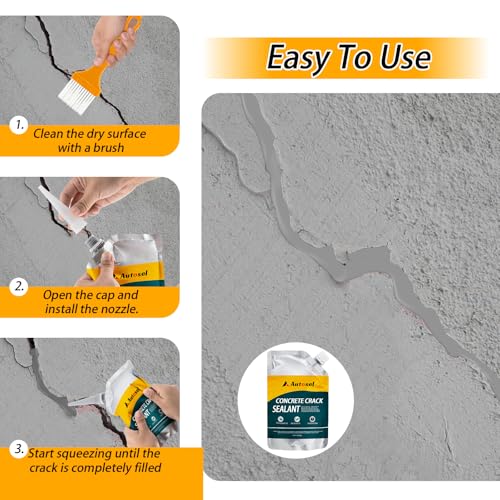 Concrete Crack Filler, Cement Crack Filler, Self-Leveling Crack Filler Concrete Repair, Asphalt Crack Filler, Quick-Drying – No Cracking, Sealant for Repairing Driveway Cracks and Roof Leaks – 6 Pack - style: 6.63LB