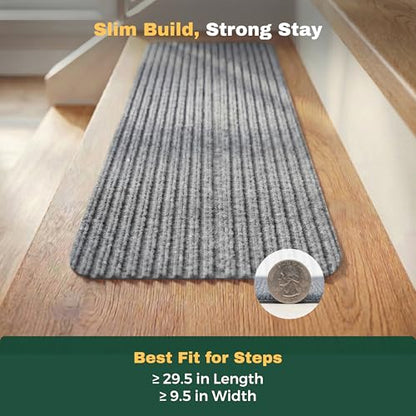 MBIGM Non-Slip Carpet Stair Tread Mat 30" x 30" Landing Rug-Matching Mat Non-Skid Safety Rug Slip Resistant - Light Gray - color: Light Gray, size: 2'6" x 2'6" - 1 pcs