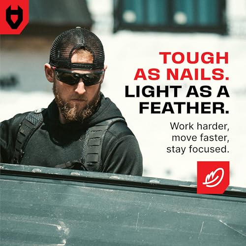 NoCry Safety Sunglasses with Green Tinted Wraparound Lenses; Tinted Safety Glasses for Men and Women with Adjustable Arms & No-Slip Grips; Work Glasses with UV 400 Protection; ANSI Z87.1 Rated - color: White & Red