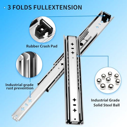 YENUO Heavy Duty Drawer Slides Full Extension 12 14 1618 20 22 24 26 28 30 32 34 36 38 40 Inch Side Mount Ball Bearing RailsTrack Guide Glides Runners 250 Lbs 1 Pair (No Lock) -W:53mm, 18 Inch - size: 18 Inch, style: Load:250 lb (No lock) -W:53mm