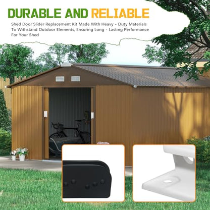 DK100-A Shed Door Tune-Up Kit for Arrow Sliding Shed Doors, Complete Replacement Parts for Metal Shed Door Glides Kit-White
