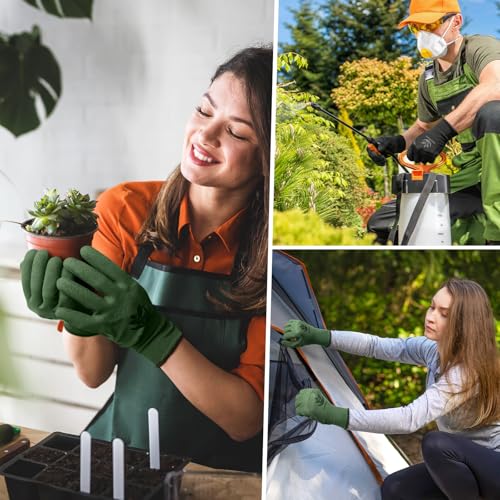 Trifabricy Garden Gloves for Women/Men - 6 Pairs Latex Gardening Gloves with Grip, Protective Work Gloves for Lawn Yard - color: Green & Black