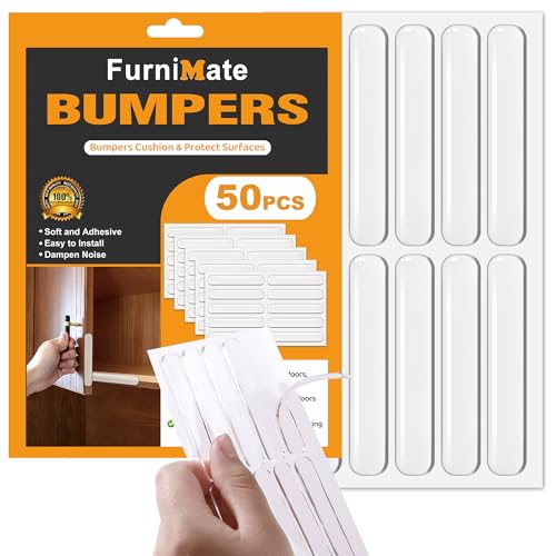 Anti Door Slam 50PCS, Door Slam Silencer, Clear Cabinet Door Bumpers, Rubber Bumpers Self Adhesive 2.5x0.4x0.08 inches - size: 50pcs Medium Thin