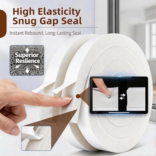Air Conditioner Foam-2 Rolls, 1 Inch Wide X 1 Inch Thick Total 13 Feet Long, Open Cell Foam Insulation Weather Seal (6.5ft x 2 Rolls) - color: White, size: 1" (W) x 1" (T) x 13' (L)